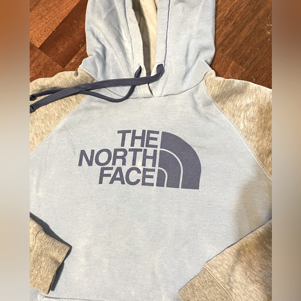 The North Face Hoodie. Women’s smalll size. Light blue with gray accents.